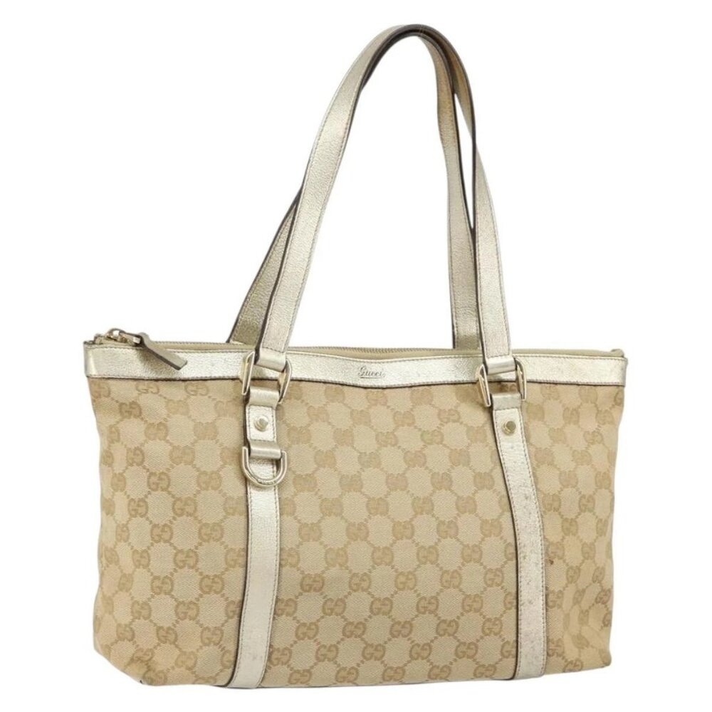 GUCCI GG Canvas Abbey Tote Bag Beige Gold 141470 Auth 156041 - Picture 2 of 16